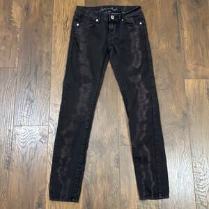 American Eagle Low-Rise Stretch Skinny Black Bleach Wash Jeans